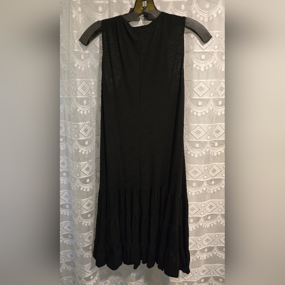 MSK Black Tank Top Long Dress Ruffles Pleats Women's Size 8 Sleeveless